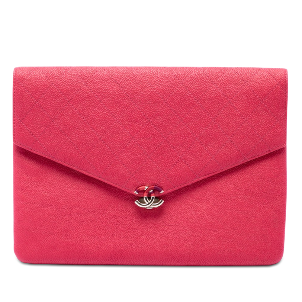 Pre-Loved Chanel Paris Cuba Quilted Caviar Thread Around Envelope Clutch